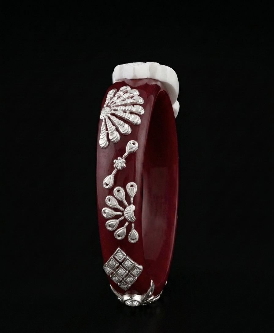 Shankha Motif Silver Pola - Image 2