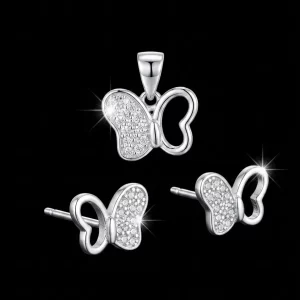 Shimmering Butterfly Pendant Set
