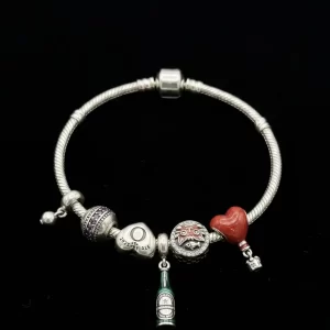 Personalized Silver Charm Bracelet