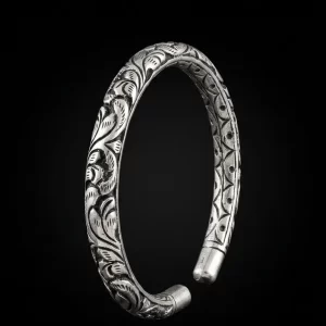 Artisan Engraved Silver Kada