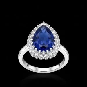 The Midnight Pear Halo Ring