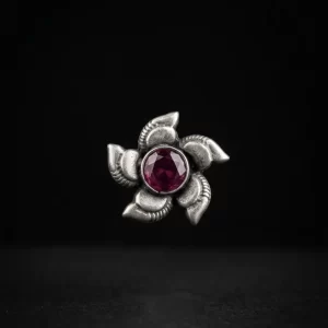 Floral Oxidized Nose Pin