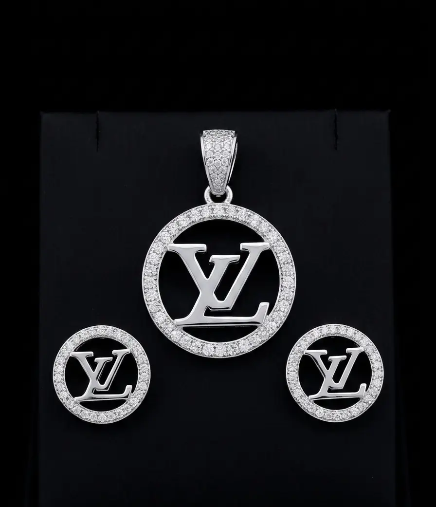 Modern Monogram Circular Silver Set