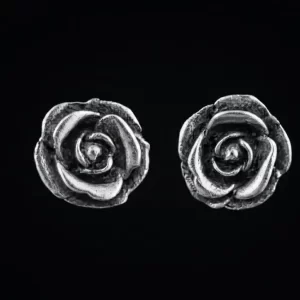 Oxidized Silver Rose Studs