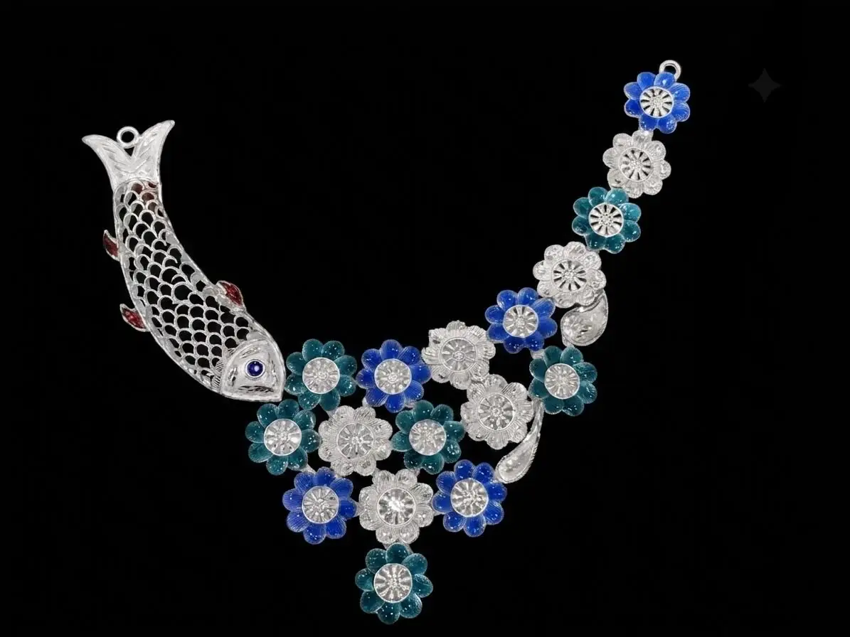 Meenakari Fish & Flower motif Necklace