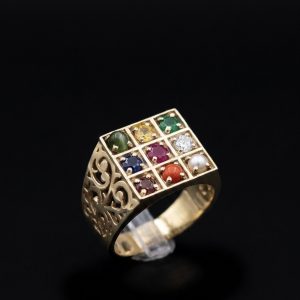 Royal Navaratna Gold Signet Ring