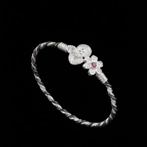 Rakta Pushpa Floral Handcrafted Silver Twisted Noa