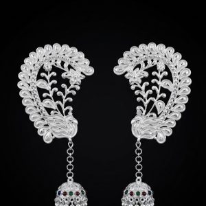 Mayur Filigree Silver Kaan Dul with Hanging Jhumka