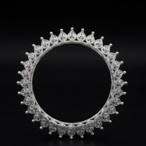 Ornate Crown-Lace Silver Kankan