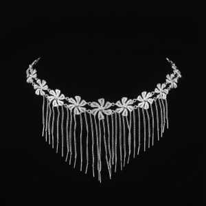 Tarangini Floral Cascade Handcrafted Silver Choker