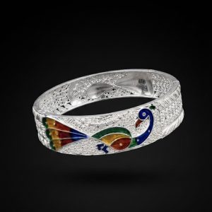 Mayura Motif Handcrafted Silver Meenakari Chur