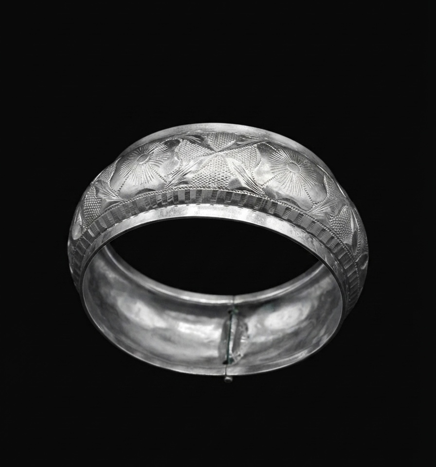 Chandra Bloom Engraved Handcrafted Silver Chur