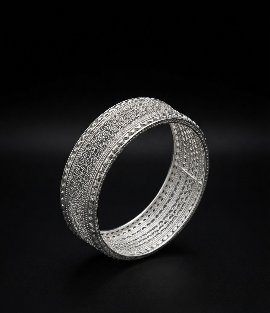 Matsya Scale Filigree Handcrafted Silver Chur