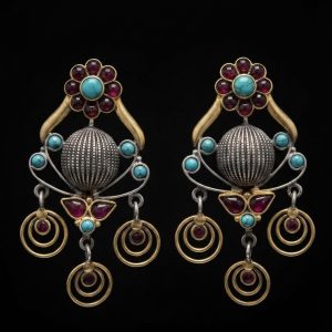 Firoza Manik Heritage Dual-Tone Handcrafted Silver Earrings  Product Details