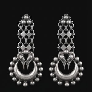 Mayura Chandbali Tribal Handcrafted Silver Statement Earrings