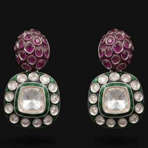 Navratna Meenakundan Handcrafted Silver Earrings
