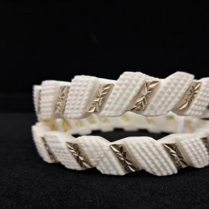 Textured Gold-Finish and White Sakha  Bangles