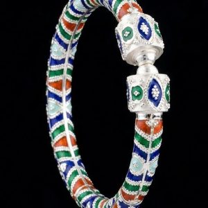 Multicolor Enamel Silver Bangle
