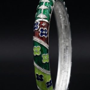 Pastel Grace Manipuri Silver Bangle