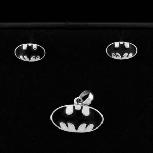 Little Hero Bat Silver Pendant Set