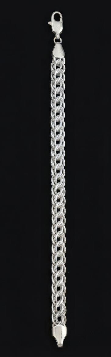 Textured Byzantine Link Silver Bracelet
