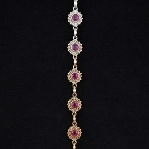 Ruby-Tone Sunburst Silver Bracelet