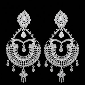 Elaborate teardrop frame with dangling bead and drop accents