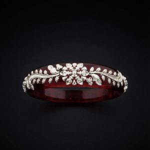 Silver Floral Nakshi Inlay Pola Bangle