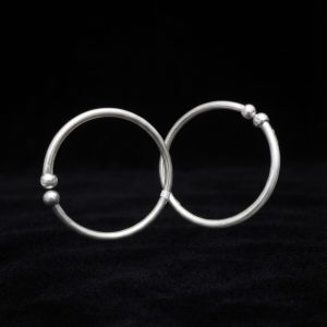 Ball-End Silver Baby Bangle Pair
