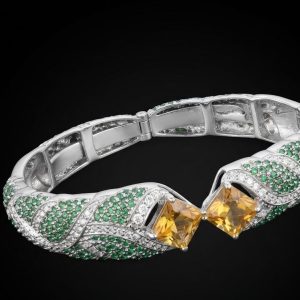 Emerald and Yellow Stone Open CZ Kada