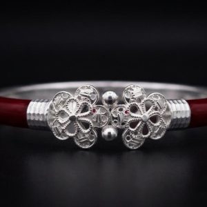 Floral Filigree Silver Pola Bangle