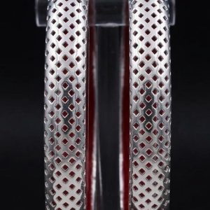 Jali Pattern Silver Pola Bangle Pair