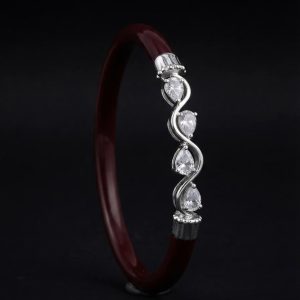 Silver Pear CZ Wave Pola Bangle