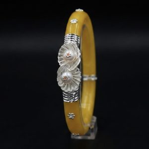 Dual Pearl Filigree Yellow Pola Bangle