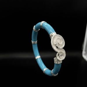 Silver Filigree Spiral Turquoise Pola Bangle