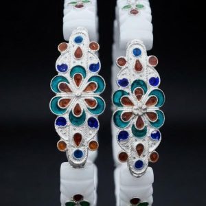 Floral Enamel Meenakari Silver Sakha Bangles