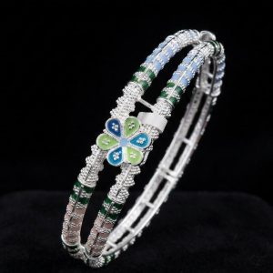 Floral Meenakari Silver Bangel