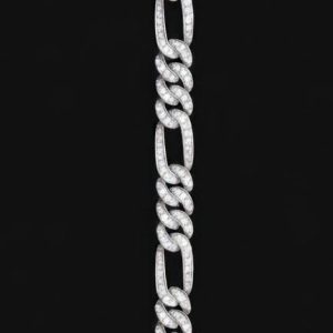 Iced-Out Figaro Silver Bracelet