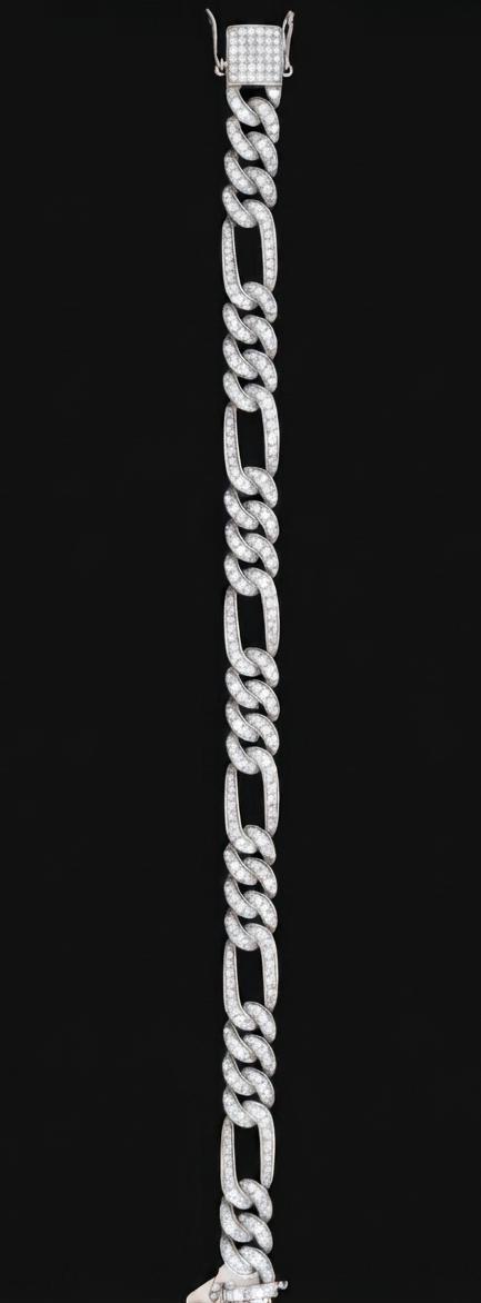 Iced-Out Figaro Silver Bracelet
