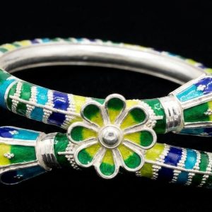 Enamel Floral silver Manipuri bala