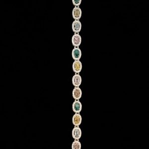 Multicolor Gemstone Silver Halo Bracelet