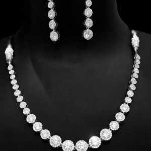 Silver Gradient Zirconia Solitaire Necklace Set