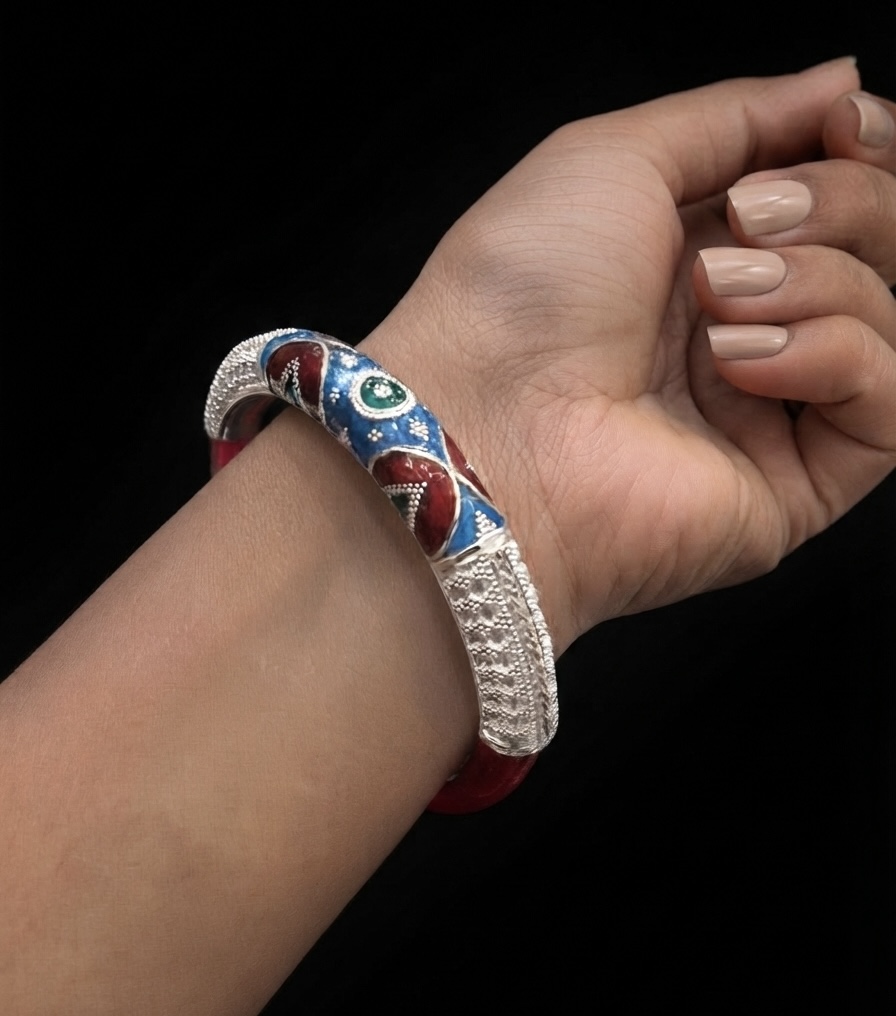 Meenakari Enamel Red Pola Bangle - Image 2